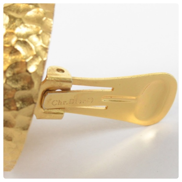 CHRISTIAN DIOR hand hammered 14k gold plated clips - Picture 3 of 8
